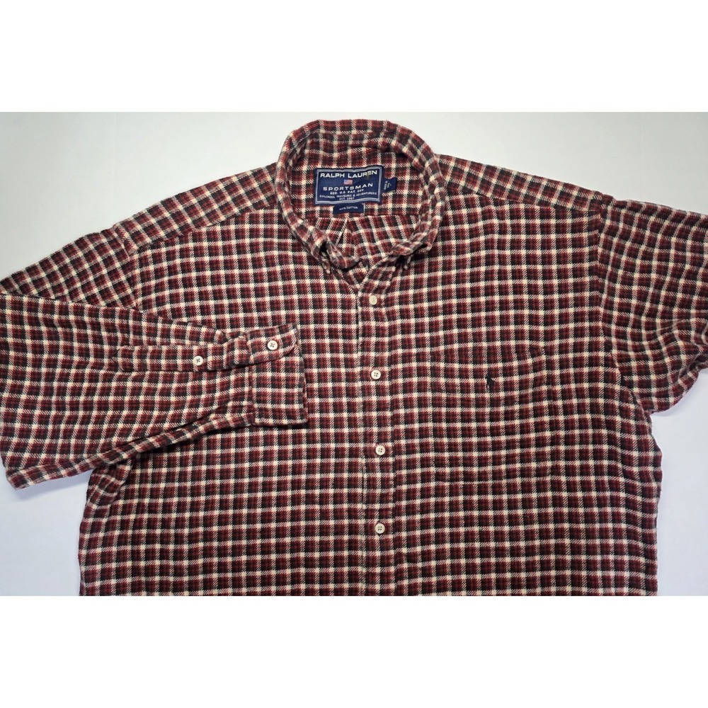 Vintage Ralph‎ Lauren Sportsman Mens Size L Long Sleeve Flannel Button